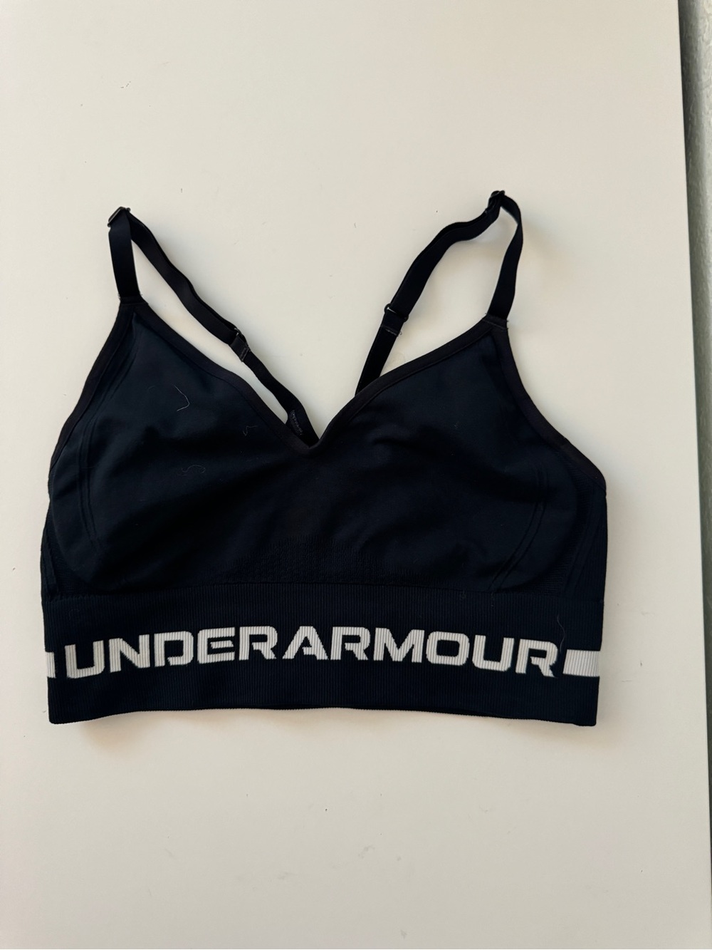Under Armour Black Logo Elastic-Band Sports Bra